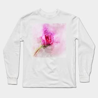 Gorgeous Pink Rose - Loose Watercolor Long Sleeve T-Shirt